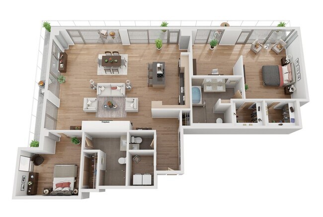 2 Bed 2.5 Bath  PH3 1102 floor plan